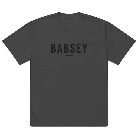 Oversized Faded T-Shirt - Embroidered Black Logo - BABSEY