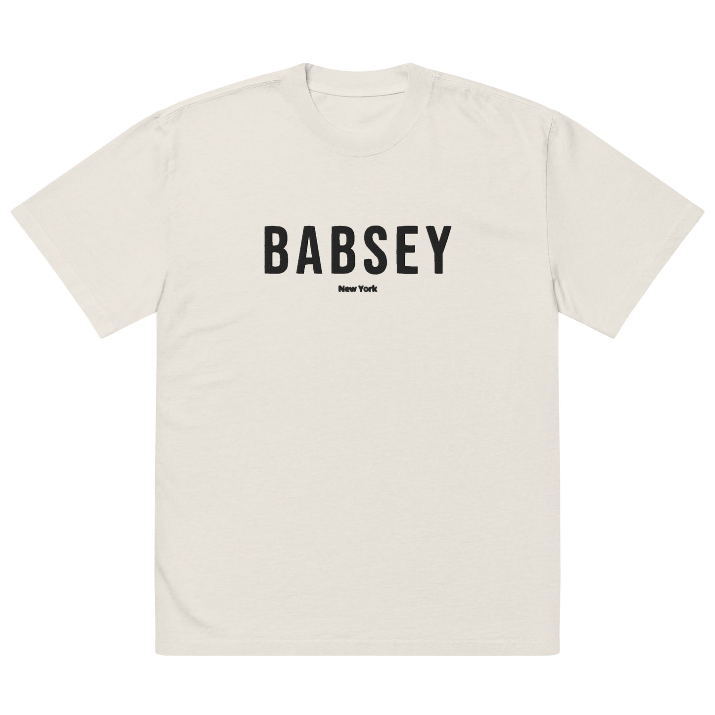 Oversized Faded T-Shirt - Embroidered Black Logo - BABSEY