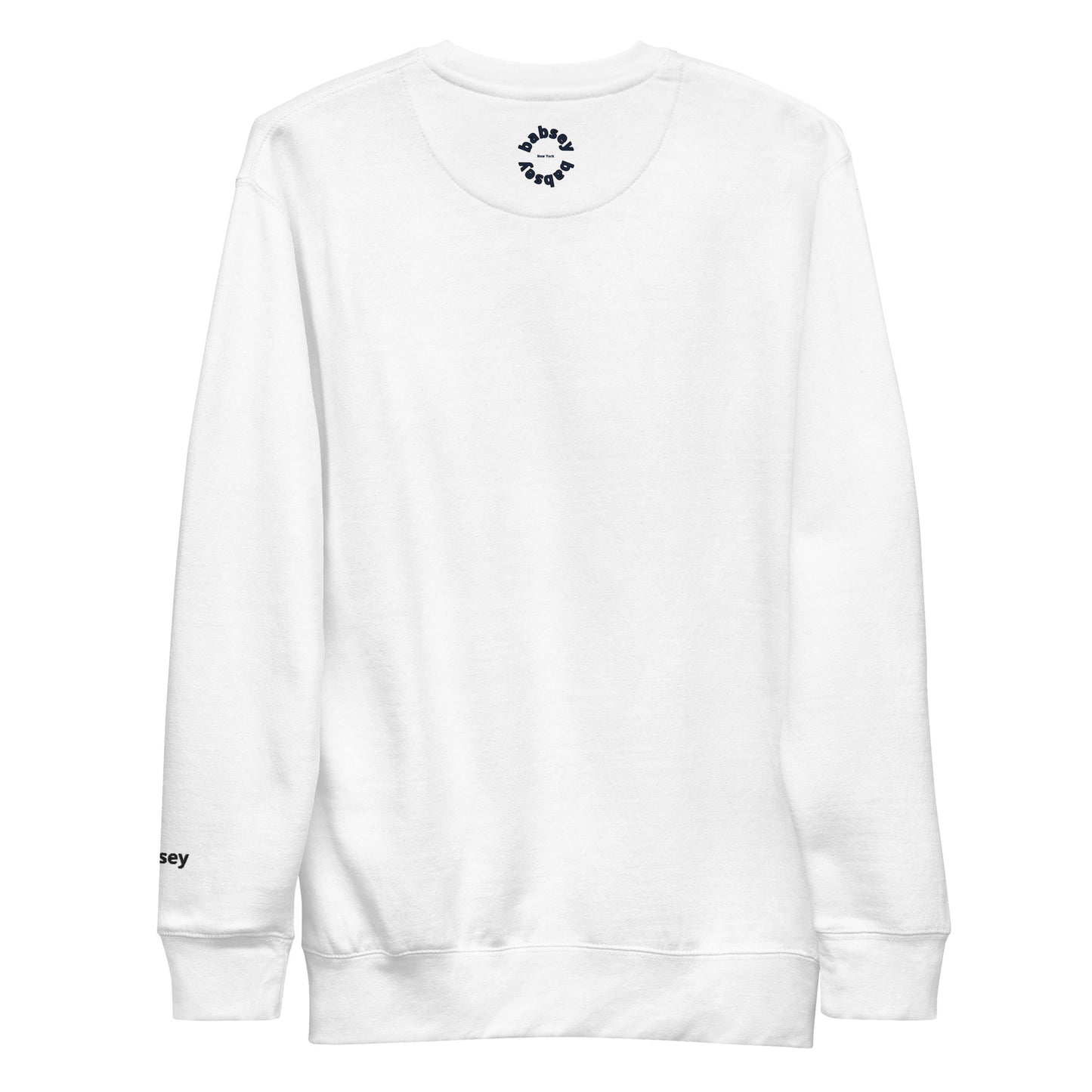 White & Navy Classic Logo Crewneck - BABSEY